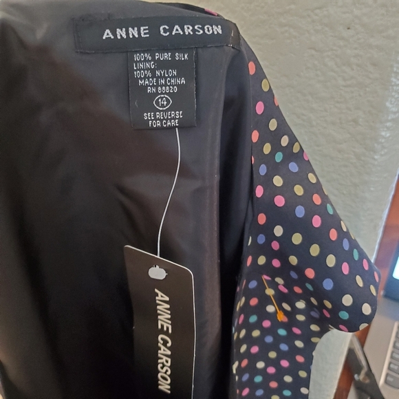 Anne Carson Polka Dot Sleeveless Tank Shell Top Size 14 - Picture 3 of 3